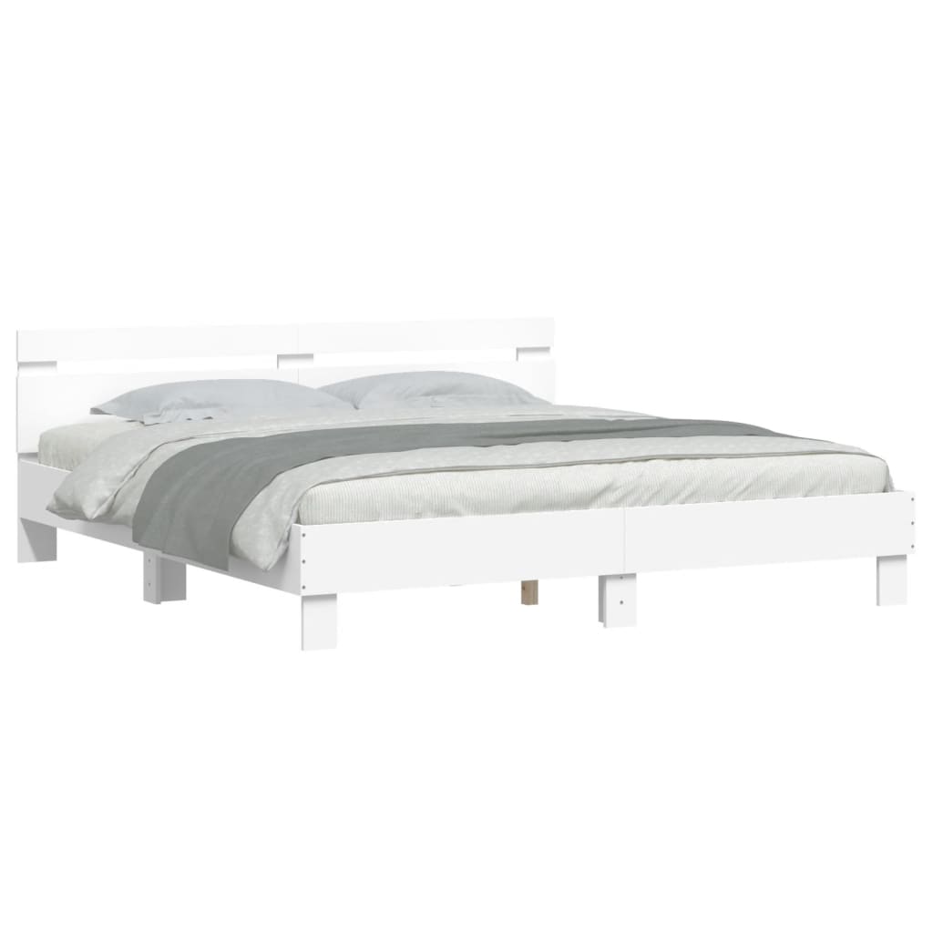 Bed Frame with LED without Mattress White 180x200 cm Super King