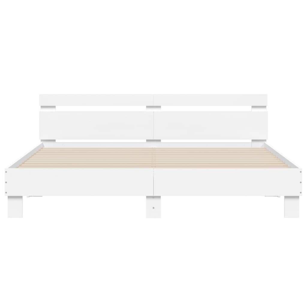 Bed Frame with LED without Mattress White 180x200 cm Super King
