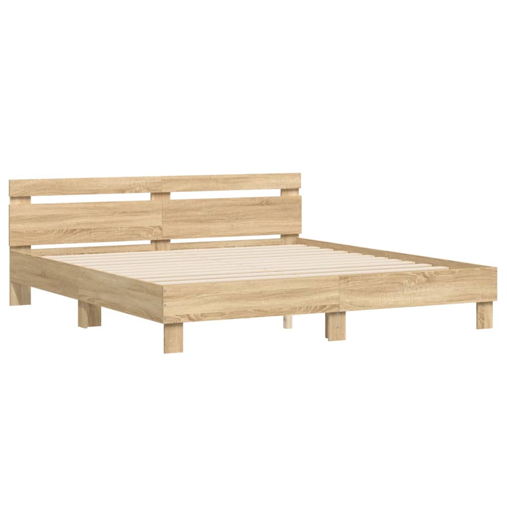 Bed Frame with LED without Mattress Sonoma Oak 180x200 cm Super King