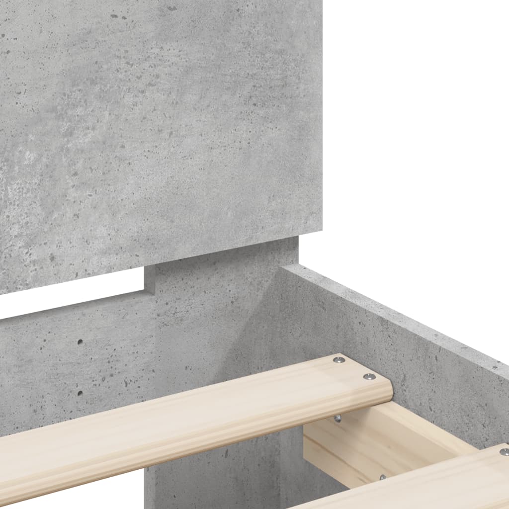 Bed Frame with LED without Mattress Concrete Grey 180x200 cm Super King