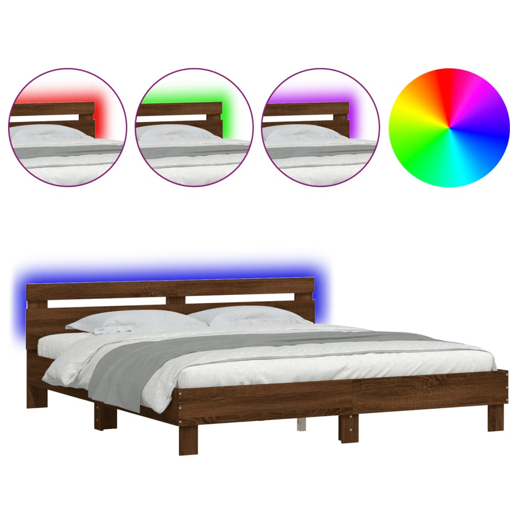 Bed Frame | Brown Oak | Engineered Wood | Super King | Bed Frame