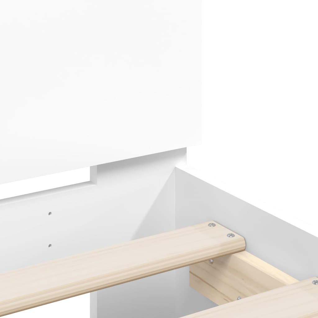 Bed Frame with LED without Mattress White 150x200 cm King Size