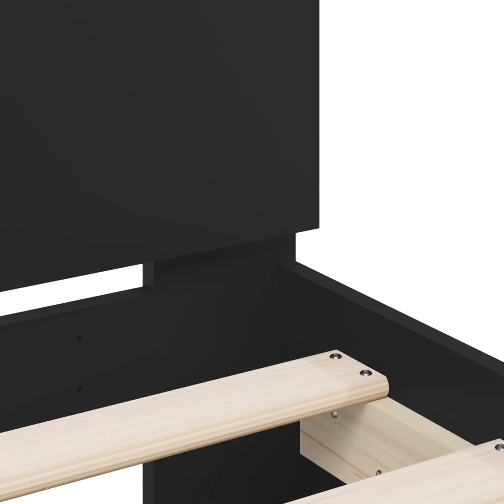 Bed Frame with LED without Mattress Black 150x200 cm King Size
