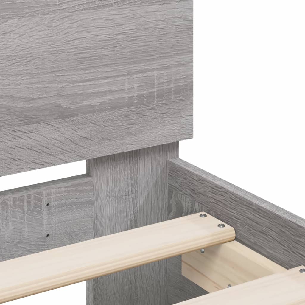 Bed Frame with LED without Mattress Grey Sonoma 140x200 cm