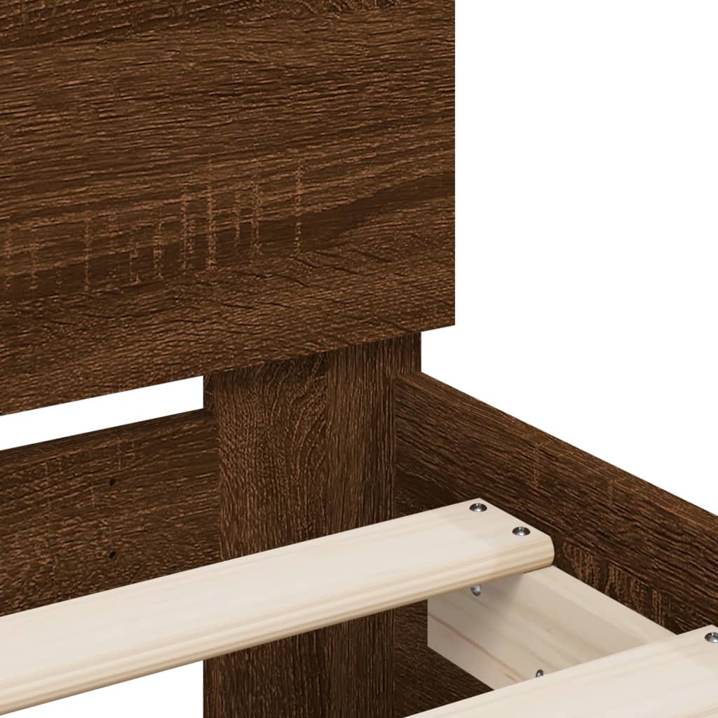 Bed Frame with LED without Mattress Brown Oak 120x200 cm
