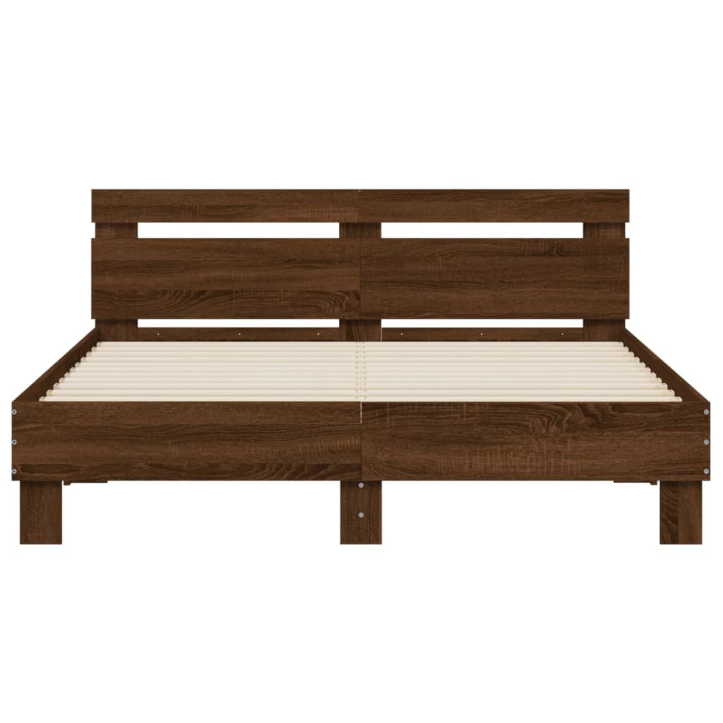 Bed Frame | Brown Oak | Engineered wood, Plywood | 140 x 190 cm