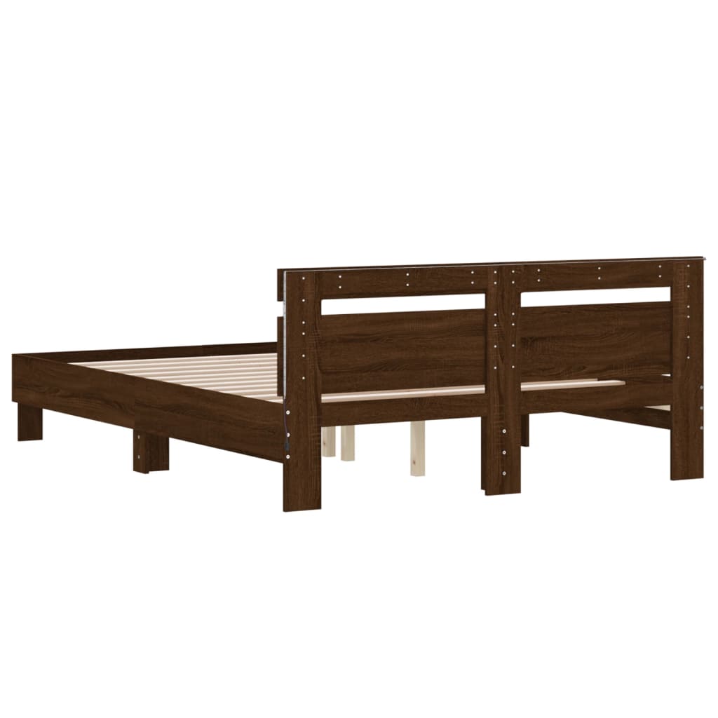 Bed Frame | Brown Oak | Engineered wood, Plywood | 140 x 190 cm