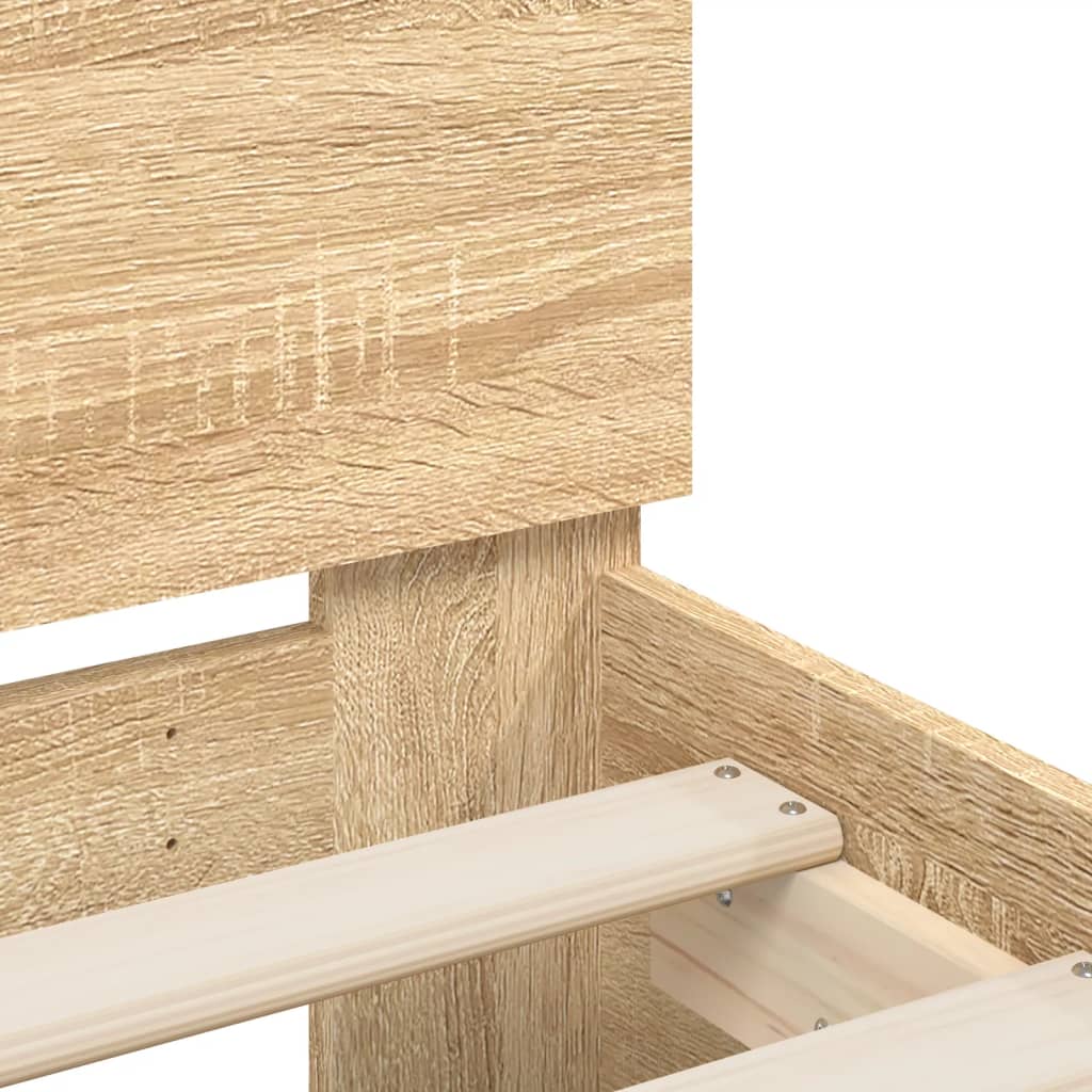 Bed Frame with LED without Mattress Sonoma Oak 135x190 cm Double