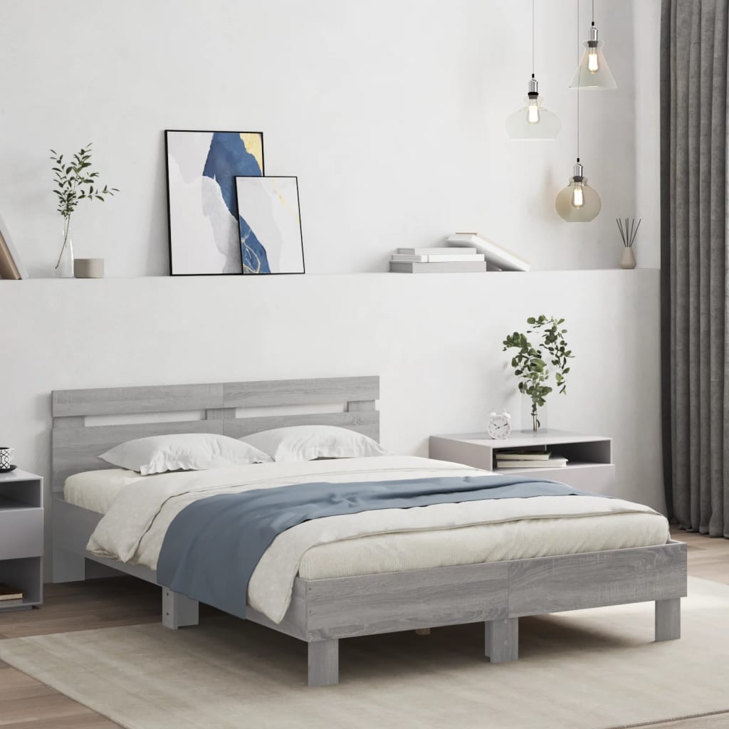 Bed Frame | Grey Sonoma | Engineered wood, Plywood | 135x190 cm Double