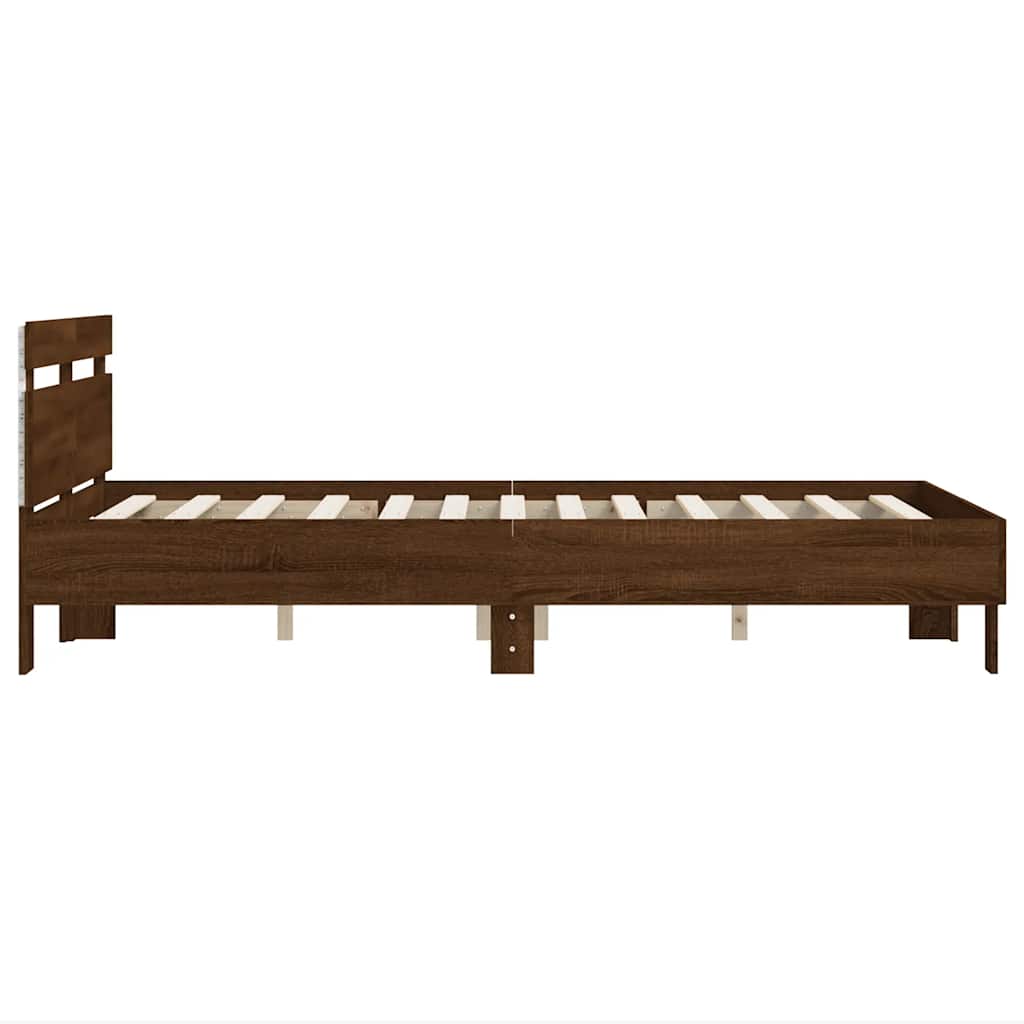Bed Frame with LED without Mattress Brown Oak 120x190 cm Small Double