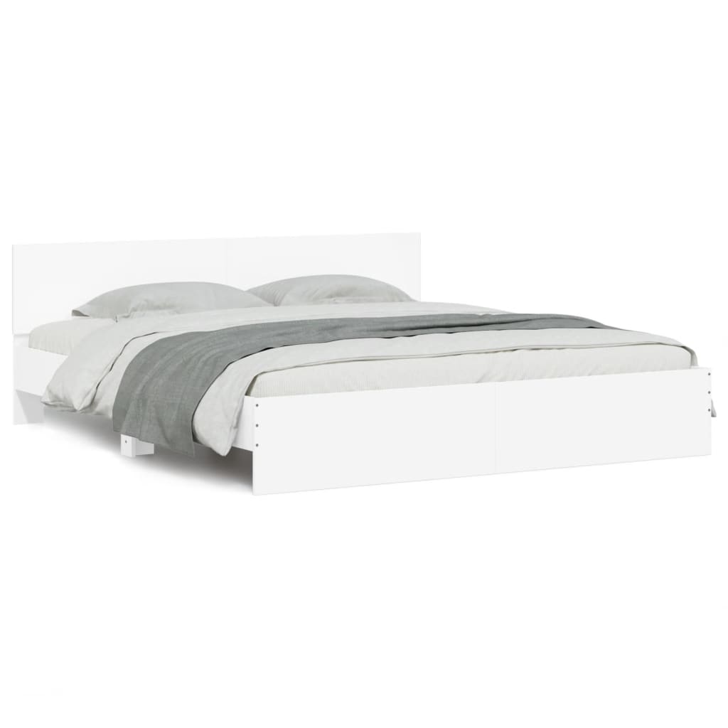 Bed Frame with LED without Mattress White 200x200 cm