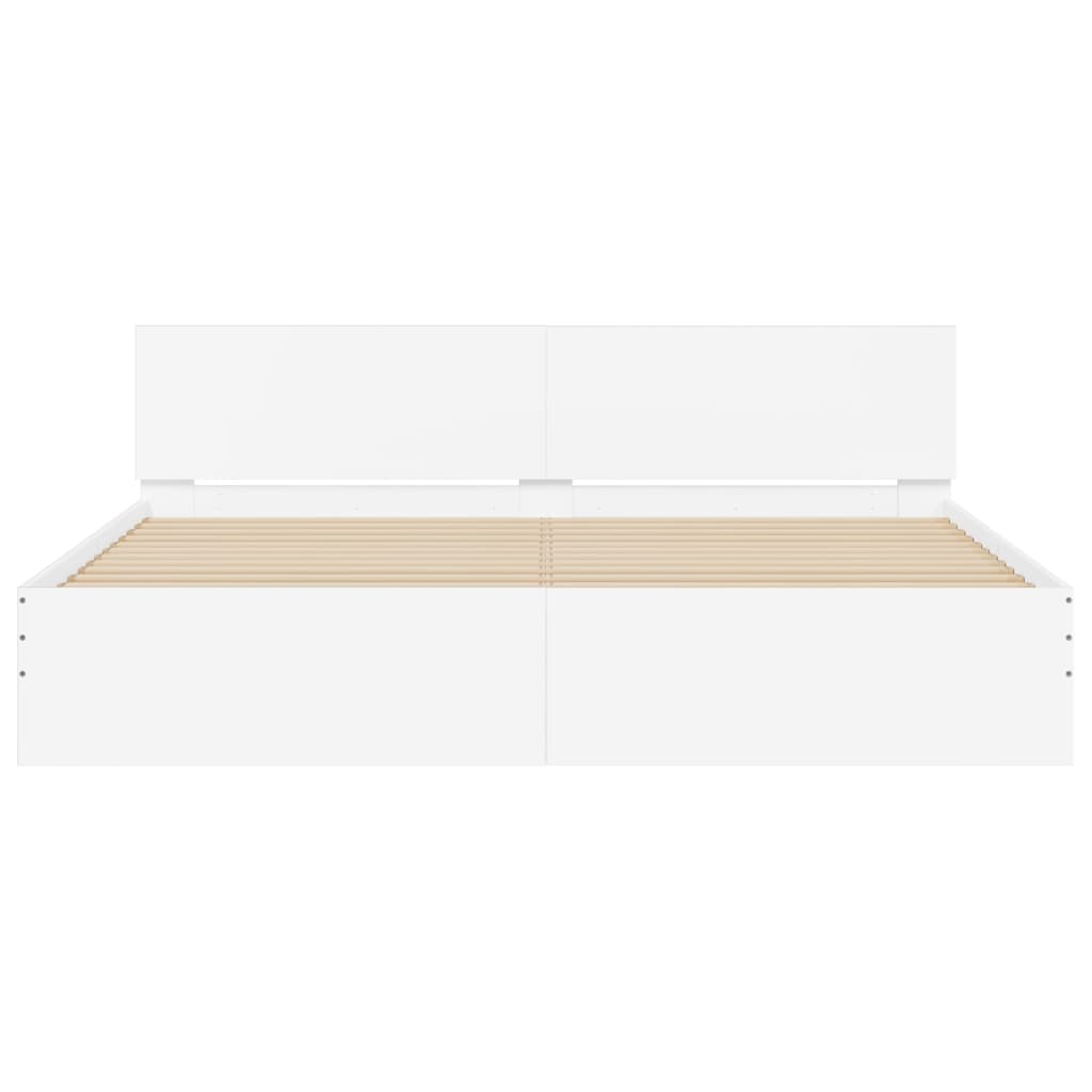 Bed Frame with LED without Mattress White 200x200 cm