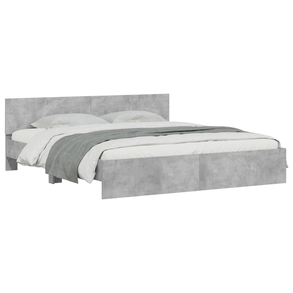 Bed Frame with LED without Mattress Concrete Grey 200x200 cm