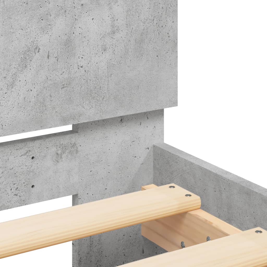 Bed Frame with LED without Mattress Concrete Grey 200x200 cm