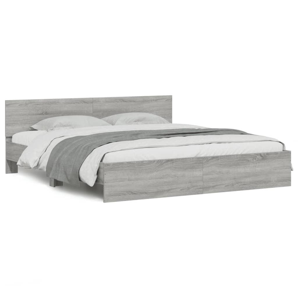 Bed Frame | Grey Sonoma | Engineered wood, Plywood slats | 200 x 200 cm