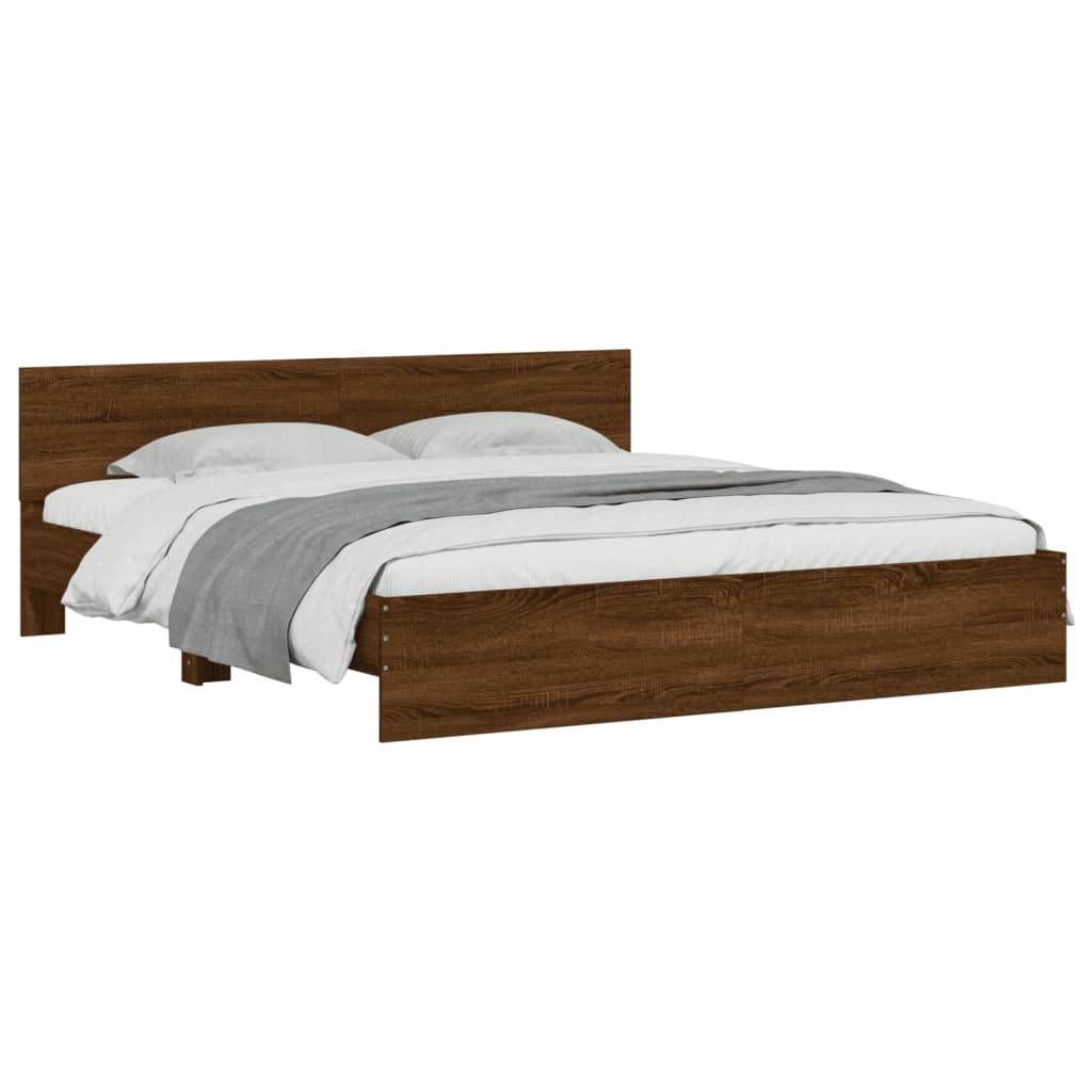 Bed Frame | Brown Oak | Engineered wood and Plywood | Double | Bed Frame