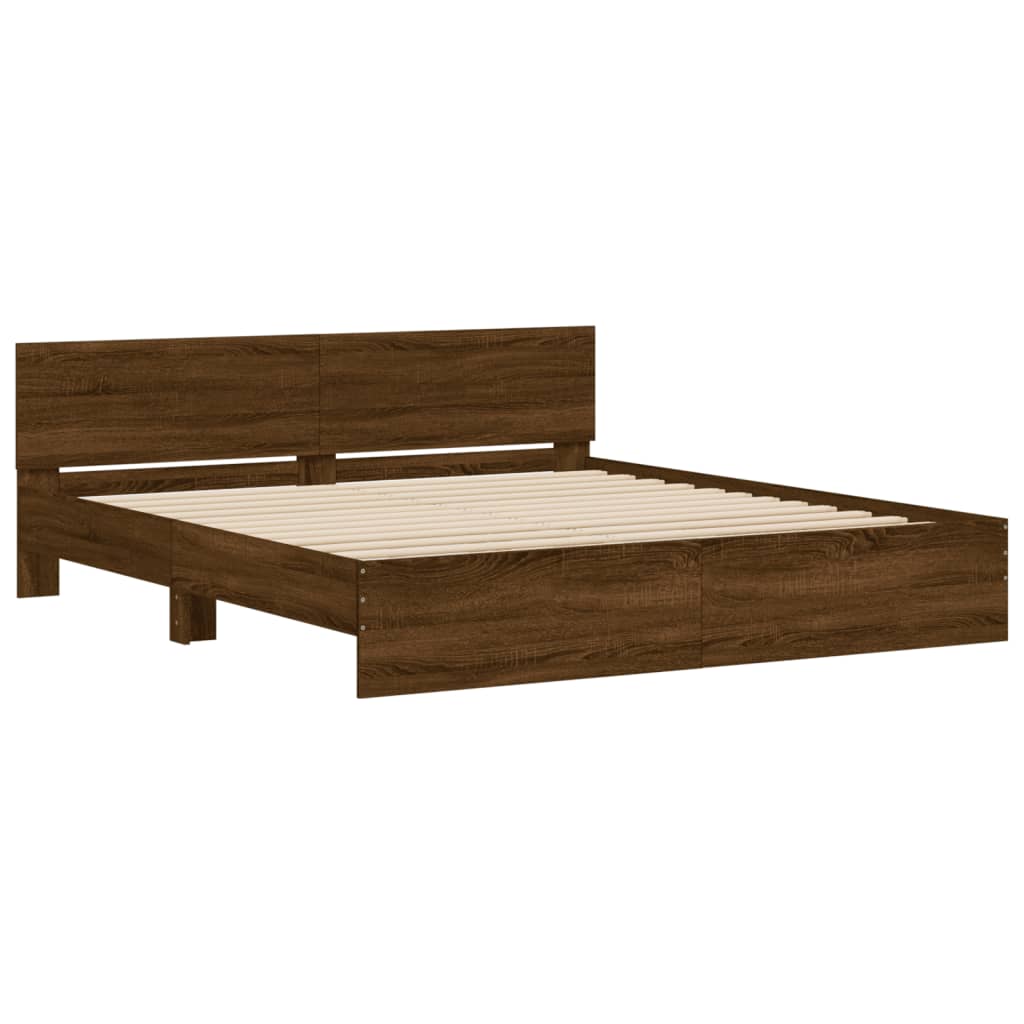 Bed Frame | Brown Oak | Engineered wood and Plywood | Double | Bed Frame
