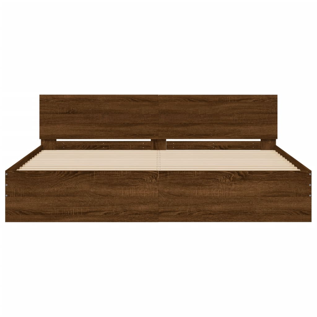 Bed Frame | Brown Oak | Engineered wood and Plywood | Double | Bed Frame