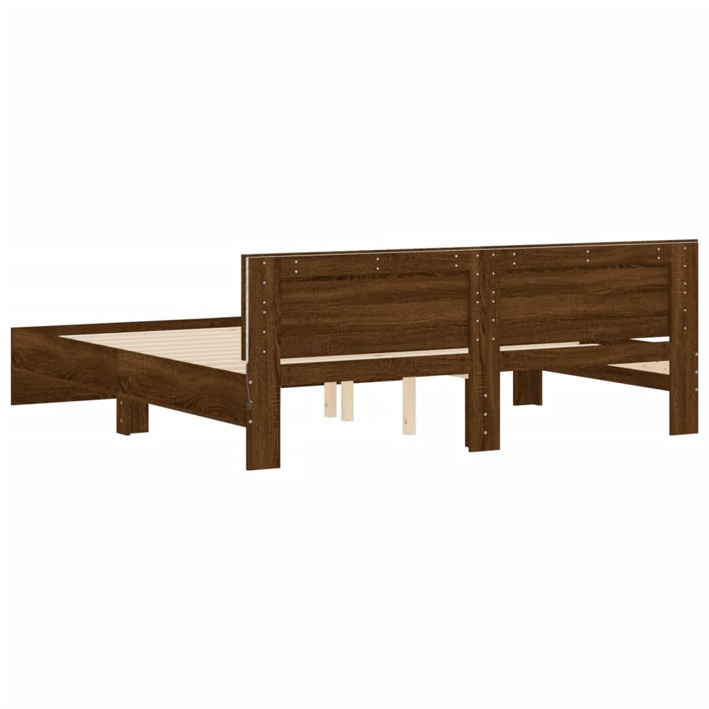 Bed Frame | Brown Oak | Engineered wood and Plywood | Double | Bed Frame