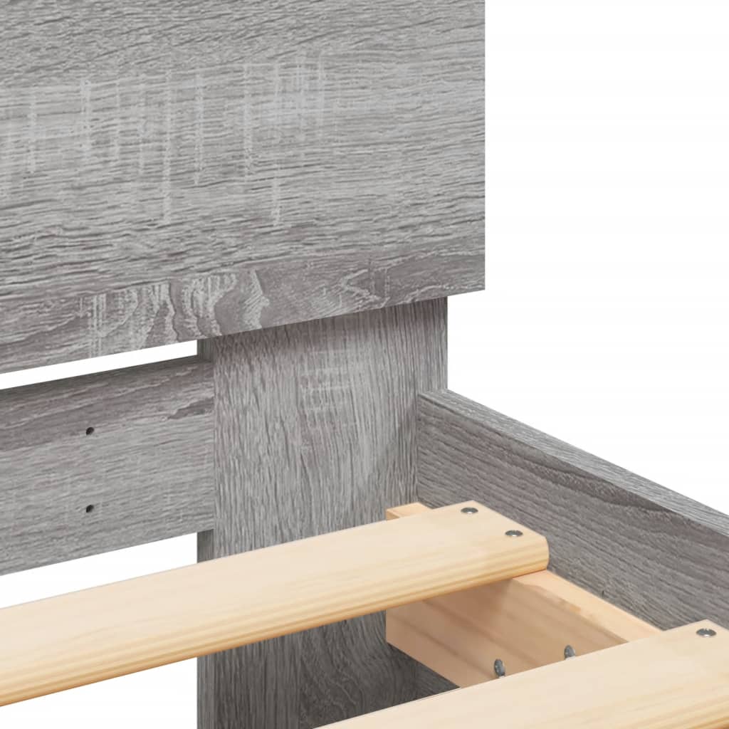 Bed Frame with LED without Mattress Grey Sonoma 180x200 cm Super King