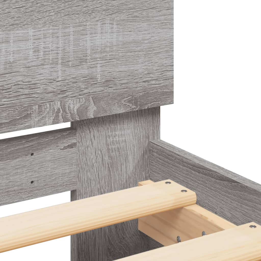 Bed Frame with LED without Mattress Grey Sonoma 160x200 cm