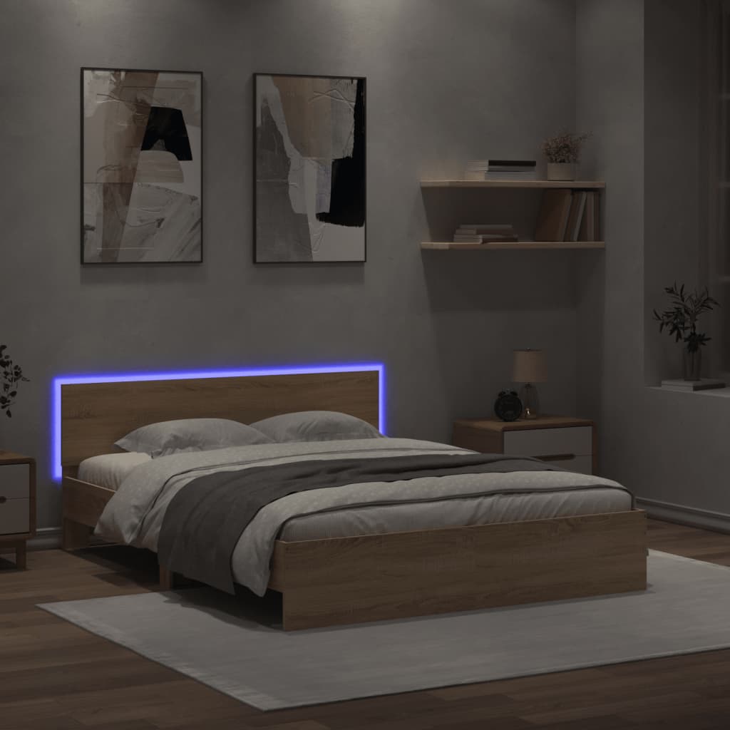 Bed Frame | Sonoma oak | Engineered wood | Double | Bed Frame