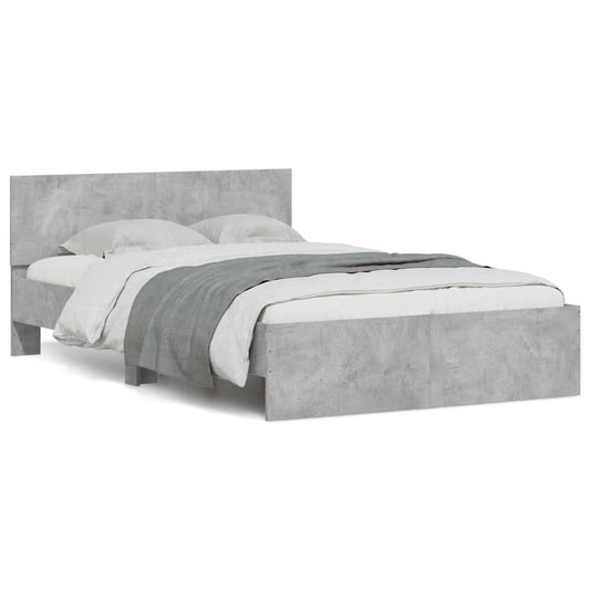Bed Frame | Concrete Grey | Engineered Wood, Plywood Slats | 140 x 200 cm