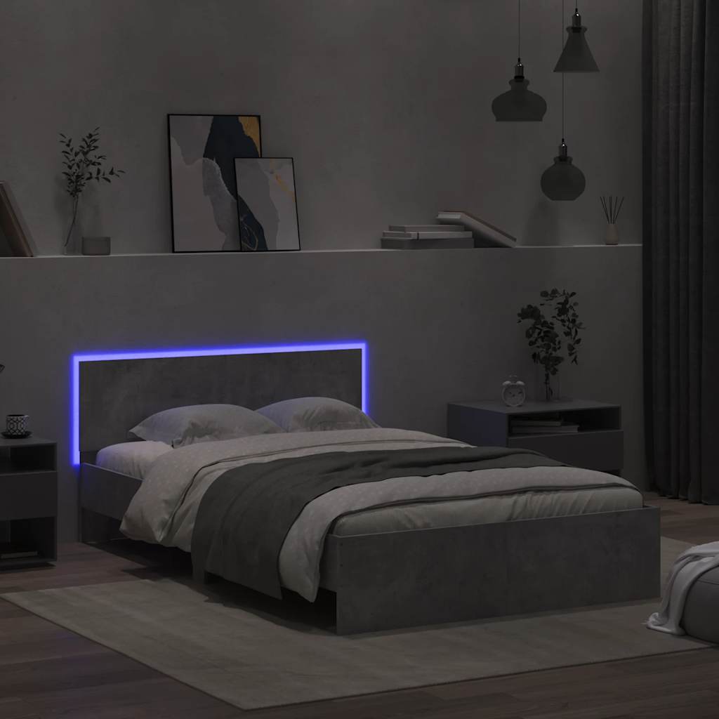 Bed Frame | Concrete Grey | Engineered wood, Plywood | Double | Bed Frame