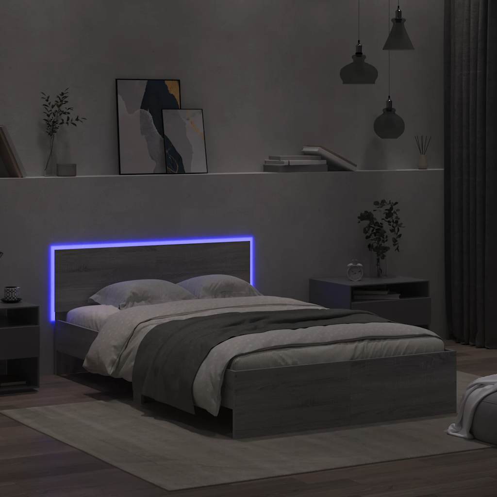 Bed Frame | Grey Sonoma | Engineered wood and plywood | 120x200 cm