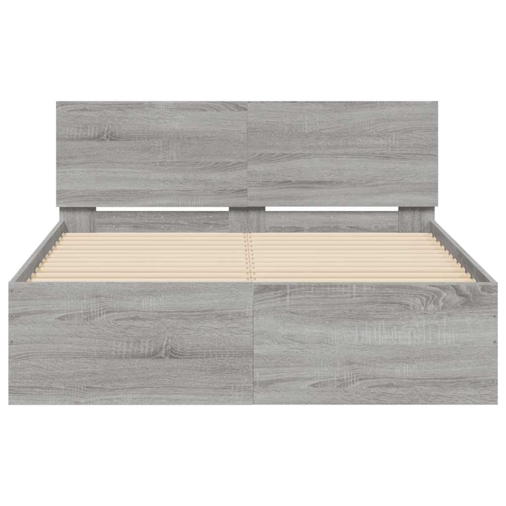Bed Frame | Grey Sonoma | Engineered wood and plywood | 120x200 cm