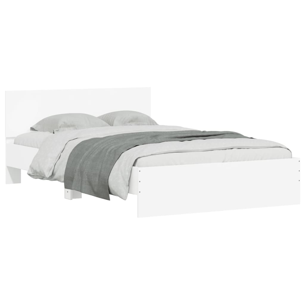 Bed Frame with LED without Mattress White 135x190 cm Double