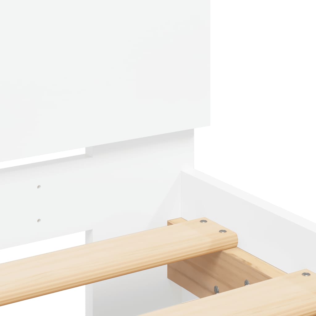 Bed Frame with LED without Mattress White 135x190 cm Double