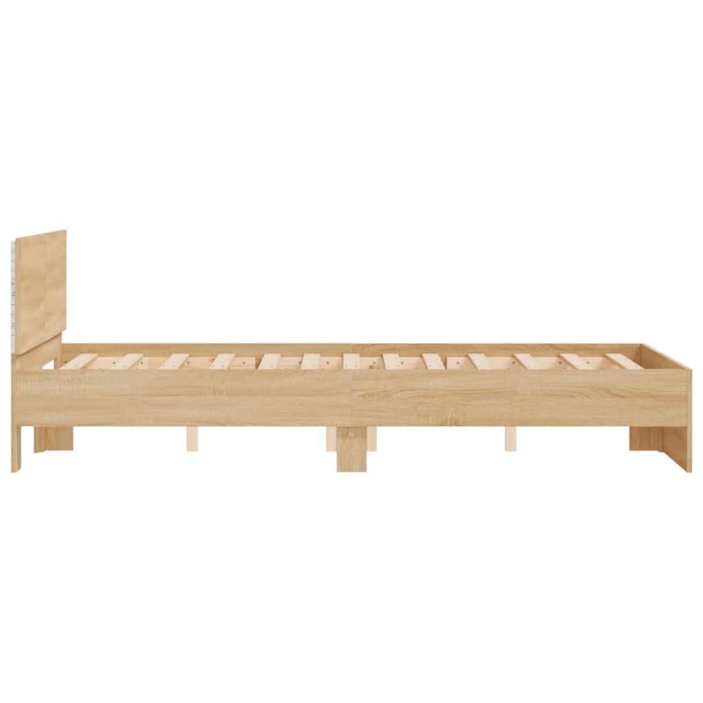 Bed Frame with LED without Mattress Sonoma Oak 135x190 cm Double
