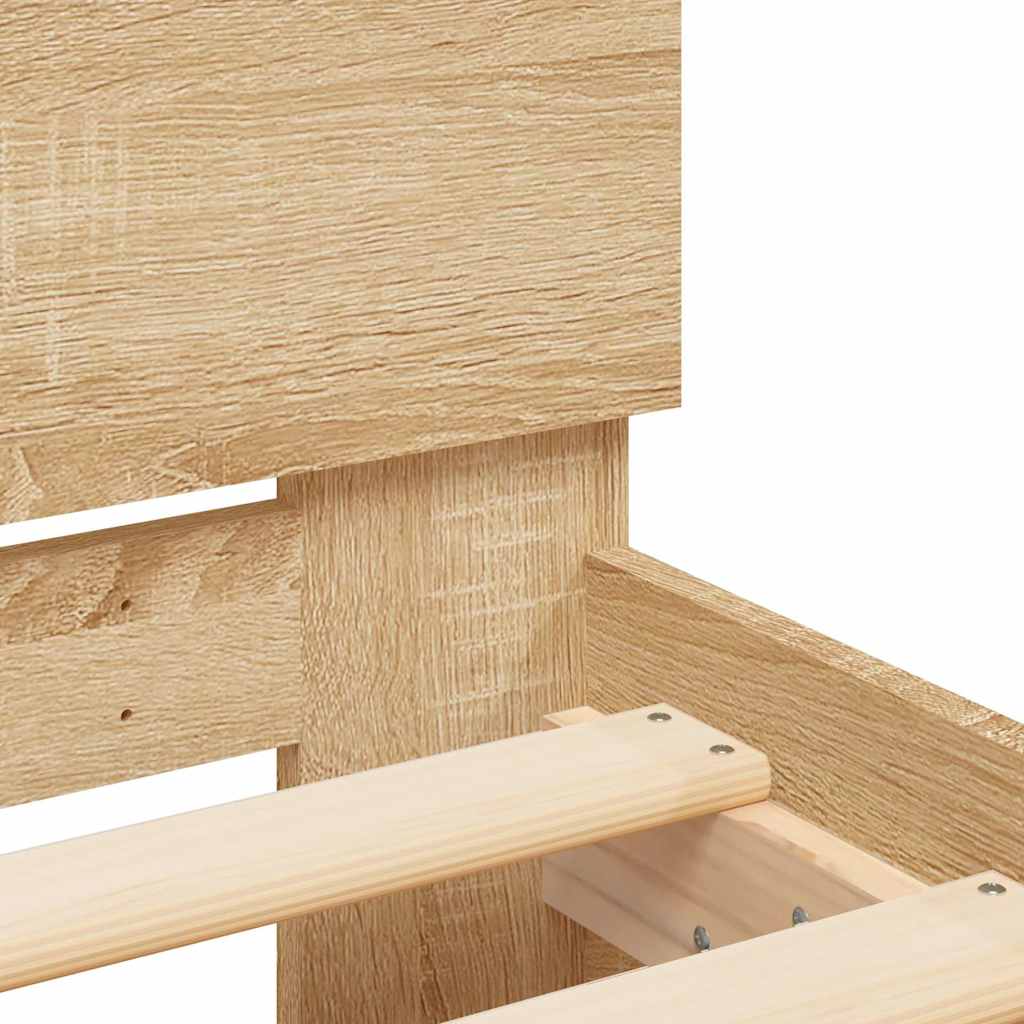 Bed Frame with LED without Mattress Sonoma Oak 135x190 cm Double