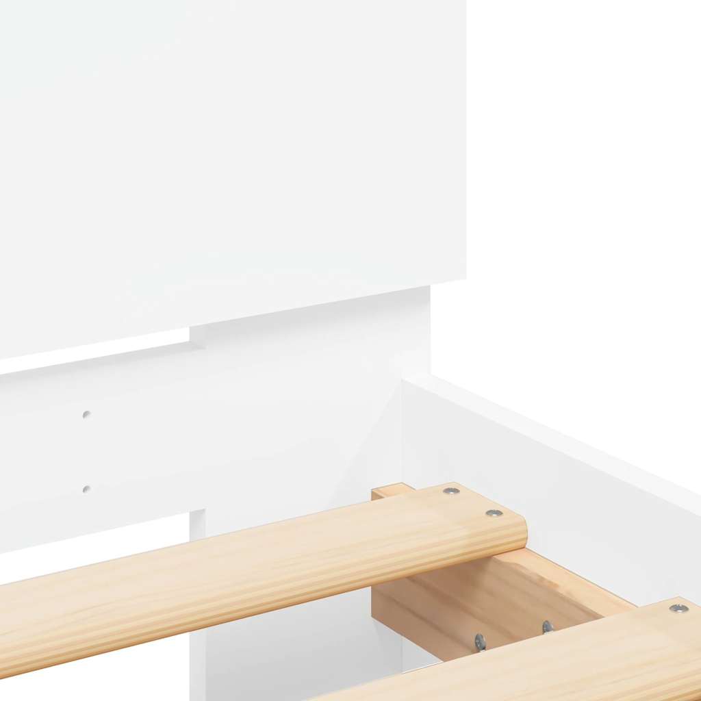 Bed Frame with Headboard and LED White 120x190 cm Small Double
