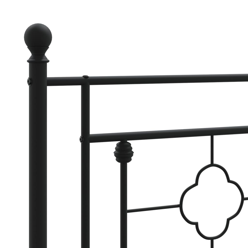 Metal Bed Frame without Mattress with Headboard Black 120x190cm