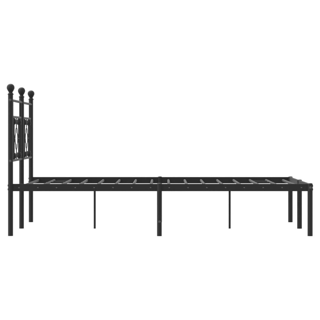 Metal Bed Frame without Mattress with Headboard Black 120x200cm