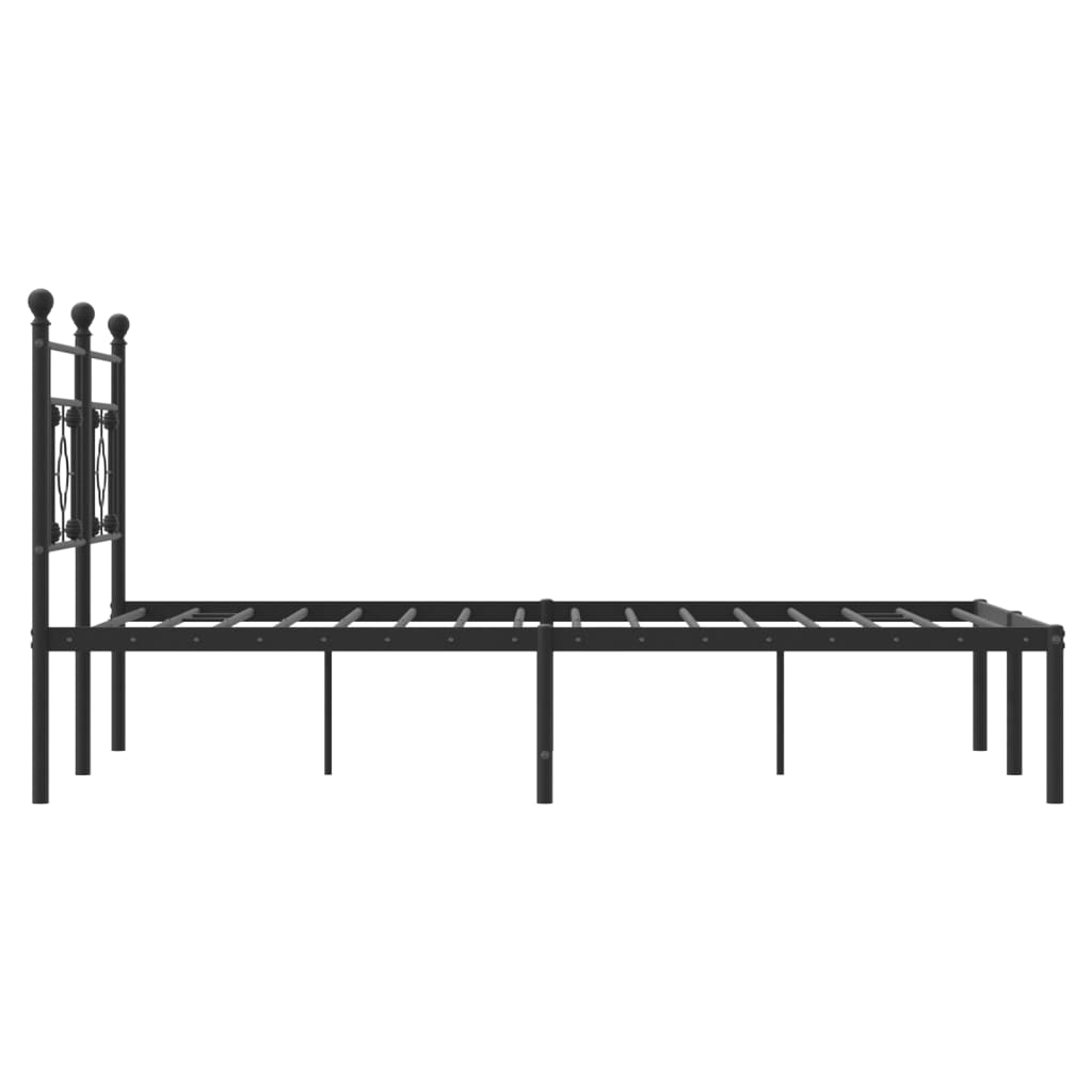 Metal Bed Frame without Mattress with Headboard Black 135x190cm