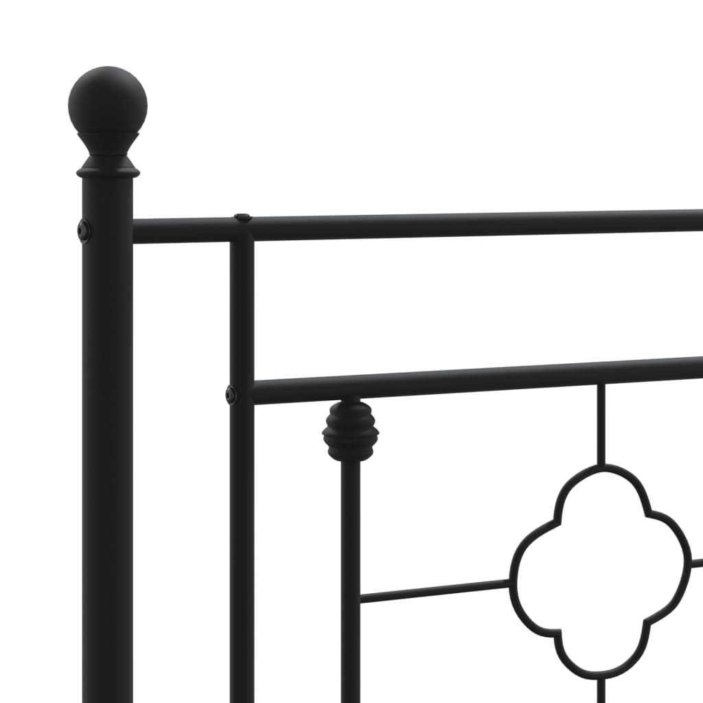 Metal Bed Frame without Mattress with Headboard Black 140x190cm