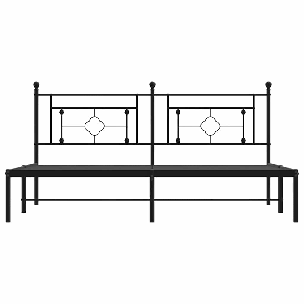 Metal Bed Frame without Mattress with Headboard Black 183x213cm