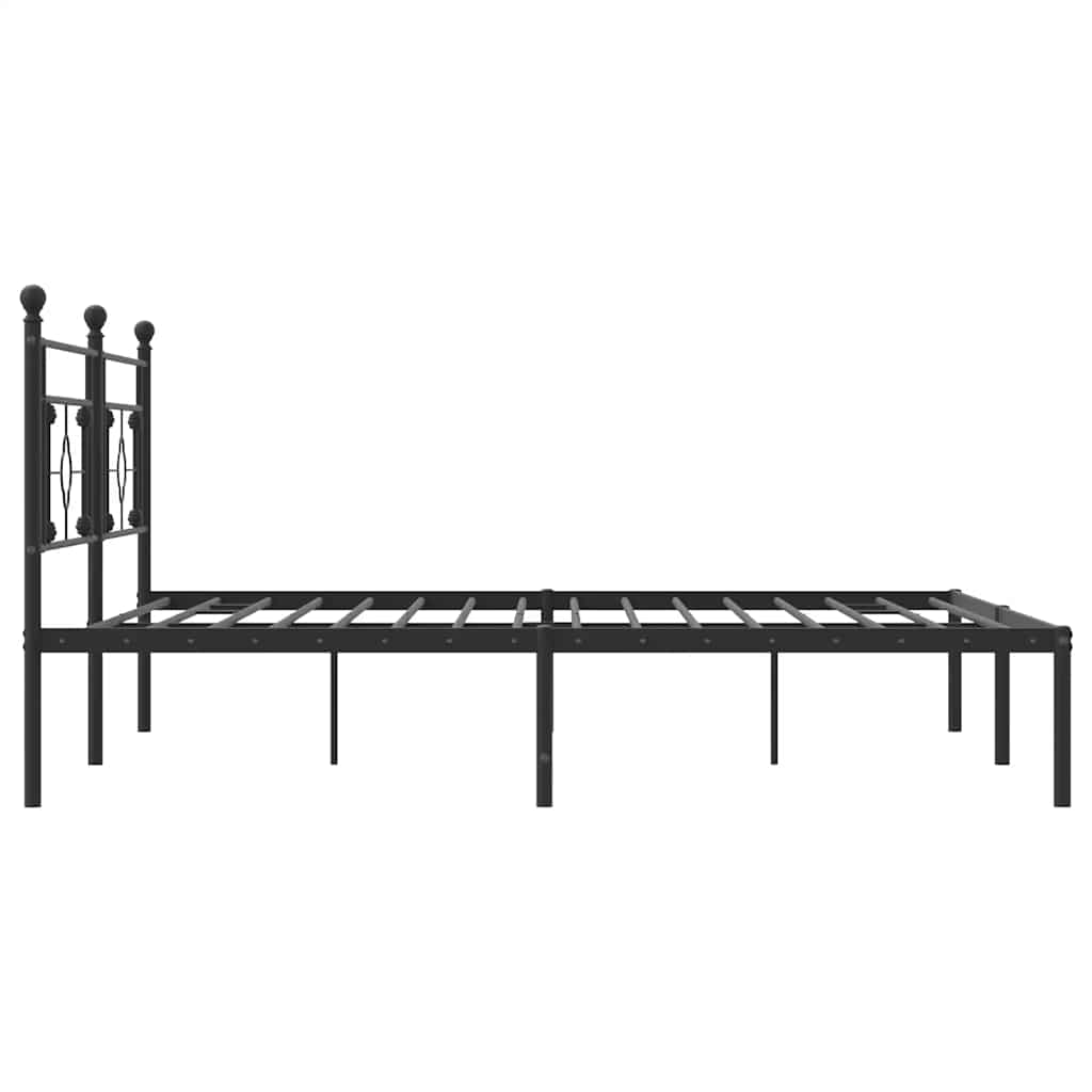 Metal Bed Frame without Mattress with Headboard Black 193x203cm