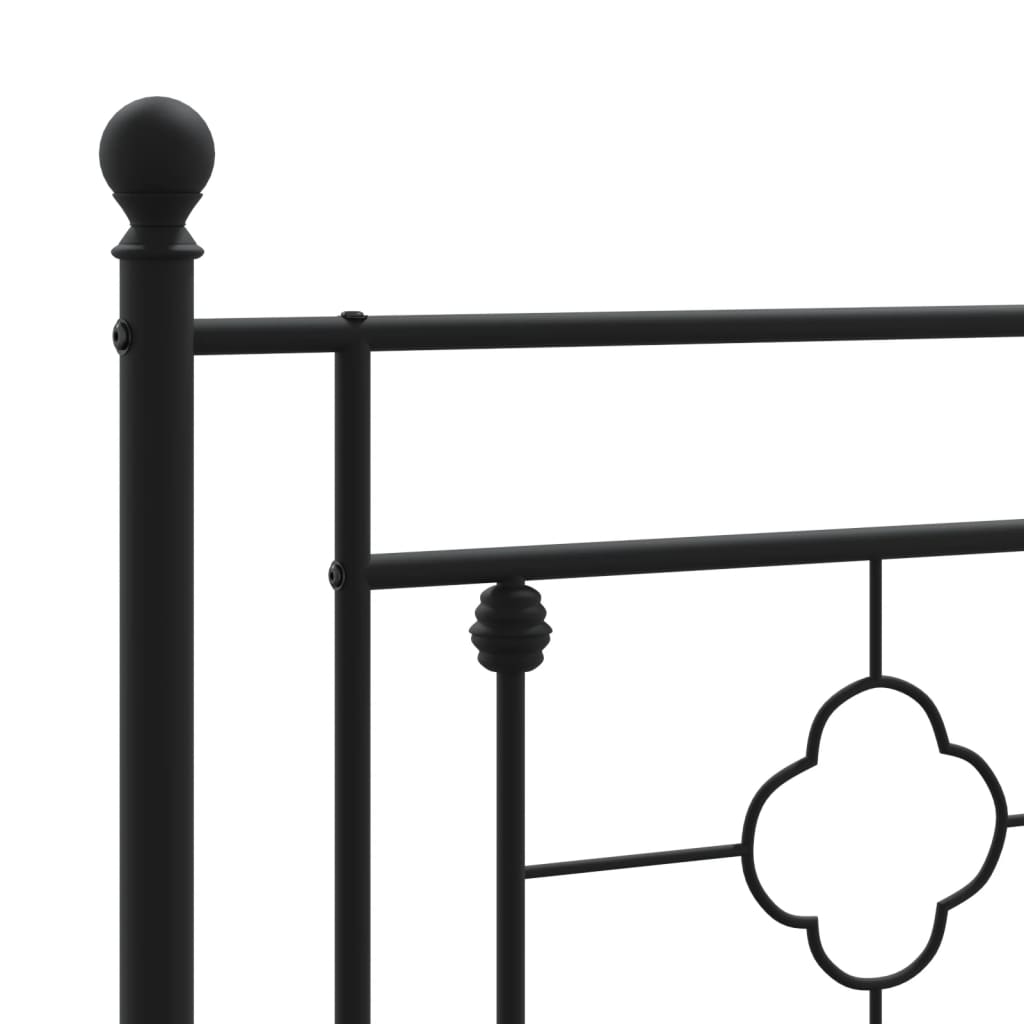 Metal Bed Frame without Mattress with Footboard Black 135x190cm