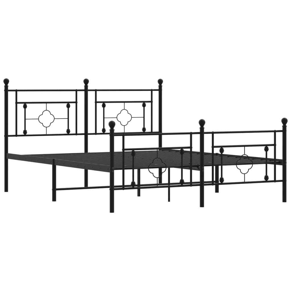 vidaXL Metal Bed Frame without Mattress with Footboard Black 160x200cm