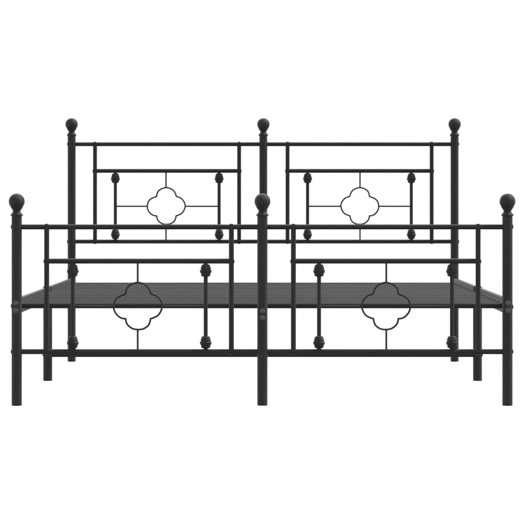 vidaXL Metal Bed Frame without Mattress with Footboard Black 160x200cm