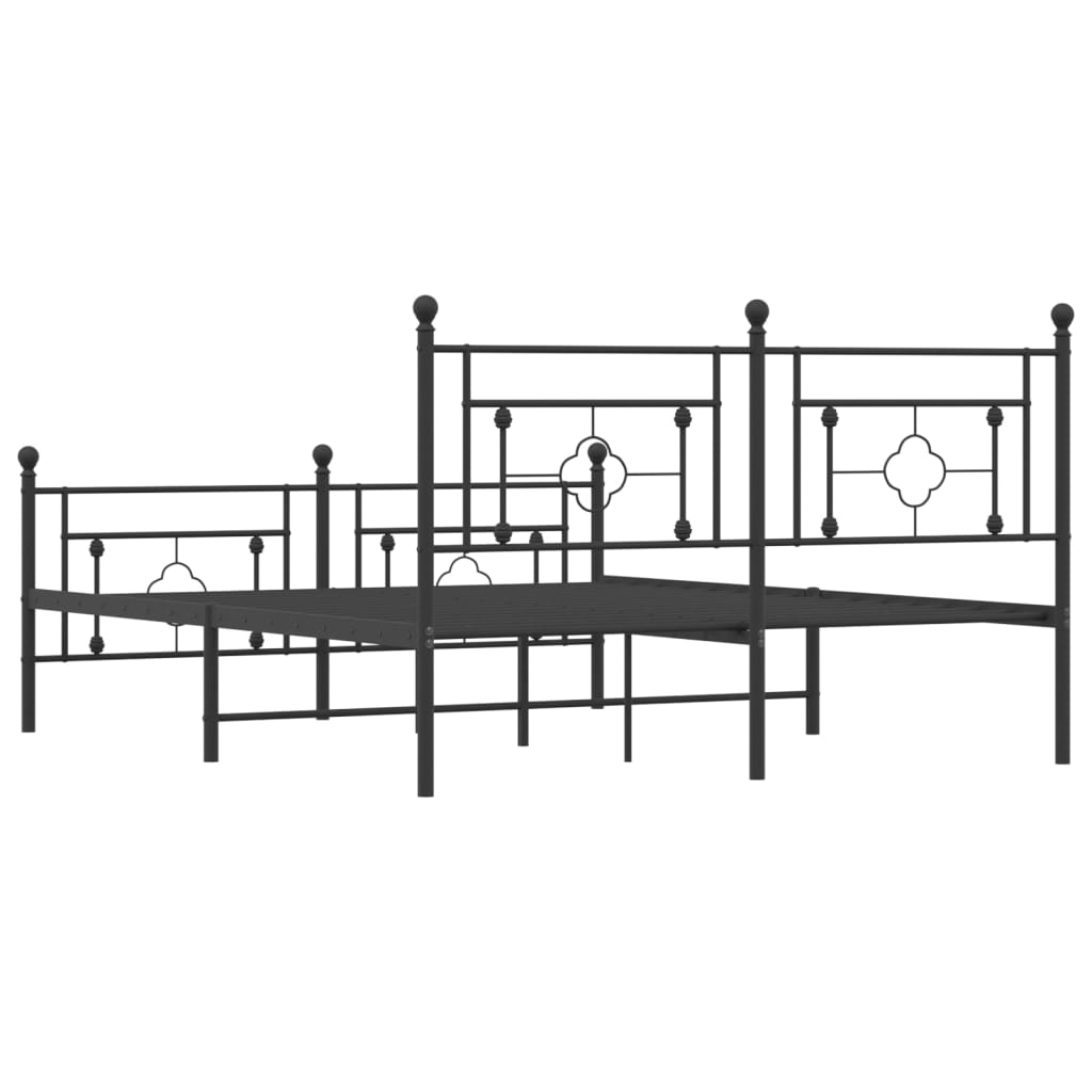 vidaXL Metal Bed Frame without Mattress with Footboard Black 160x200cm