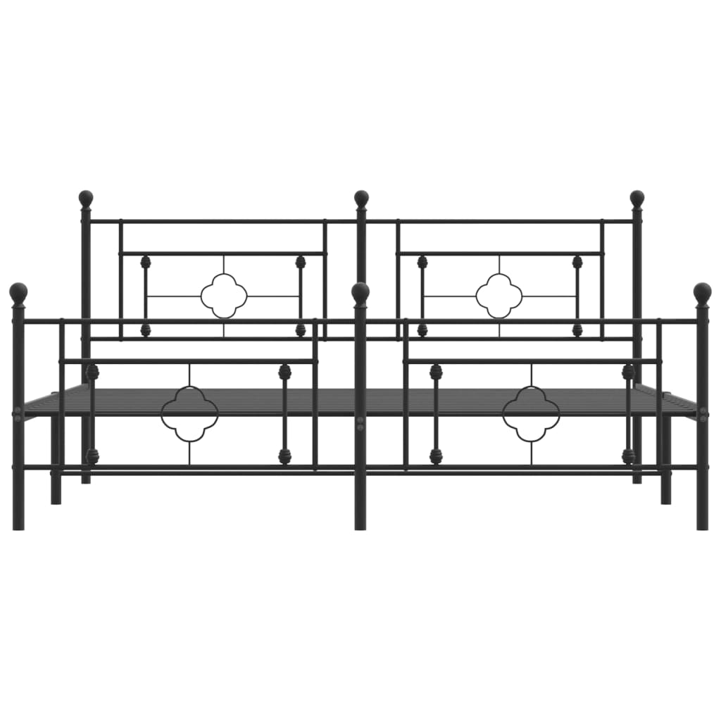 vidaXL Metal Bed Frame without Mattress with Footboard Black 180x200cm