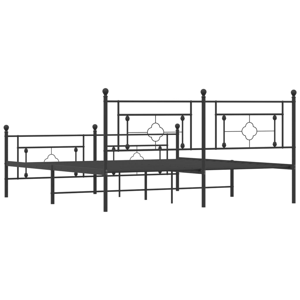 vidaXL Metal Bed Frame without Mattress with Footboard Black 180x200cm