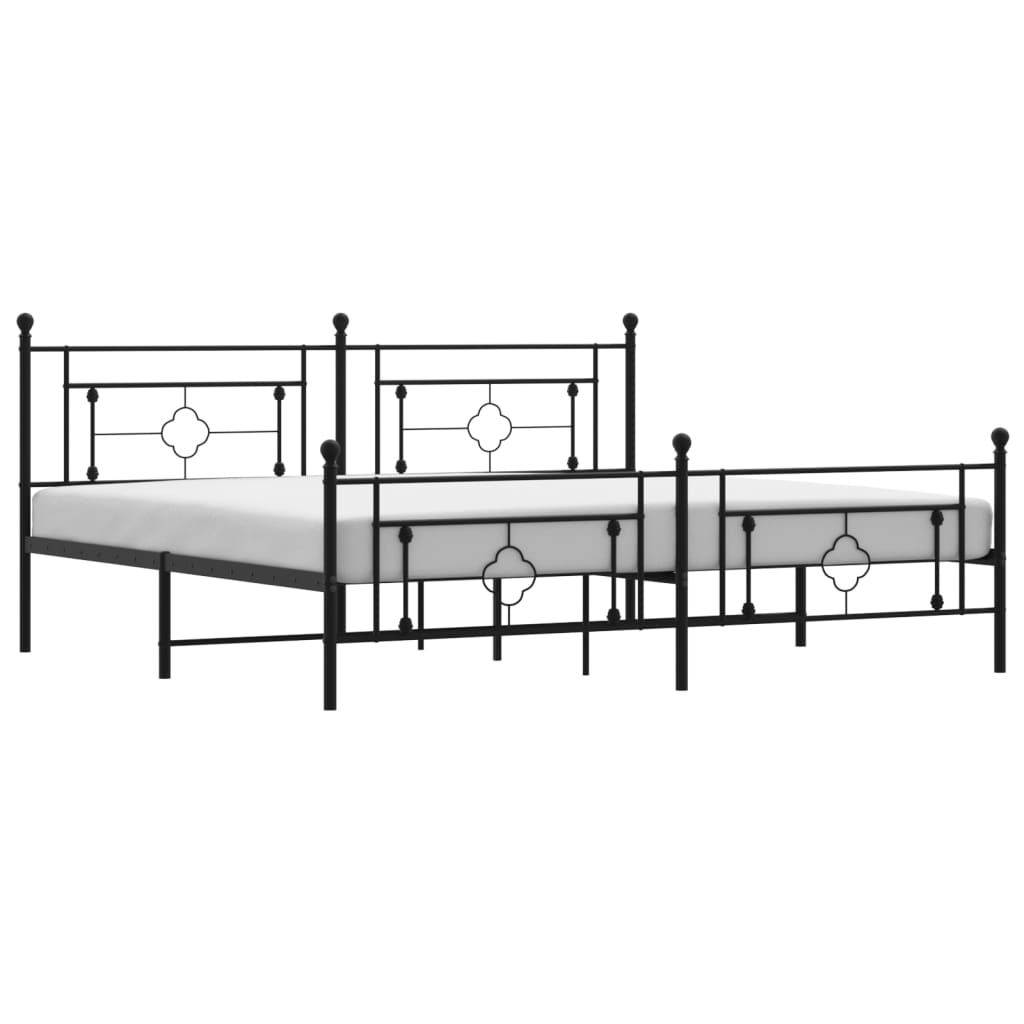 vidaXL Metal Bed Frame without Mattress with Footboard Black 193x203cm