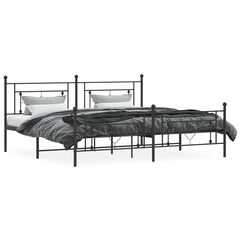 vidaXL Metal Bed Frame without Mattress with Footboard Black 193x203cm