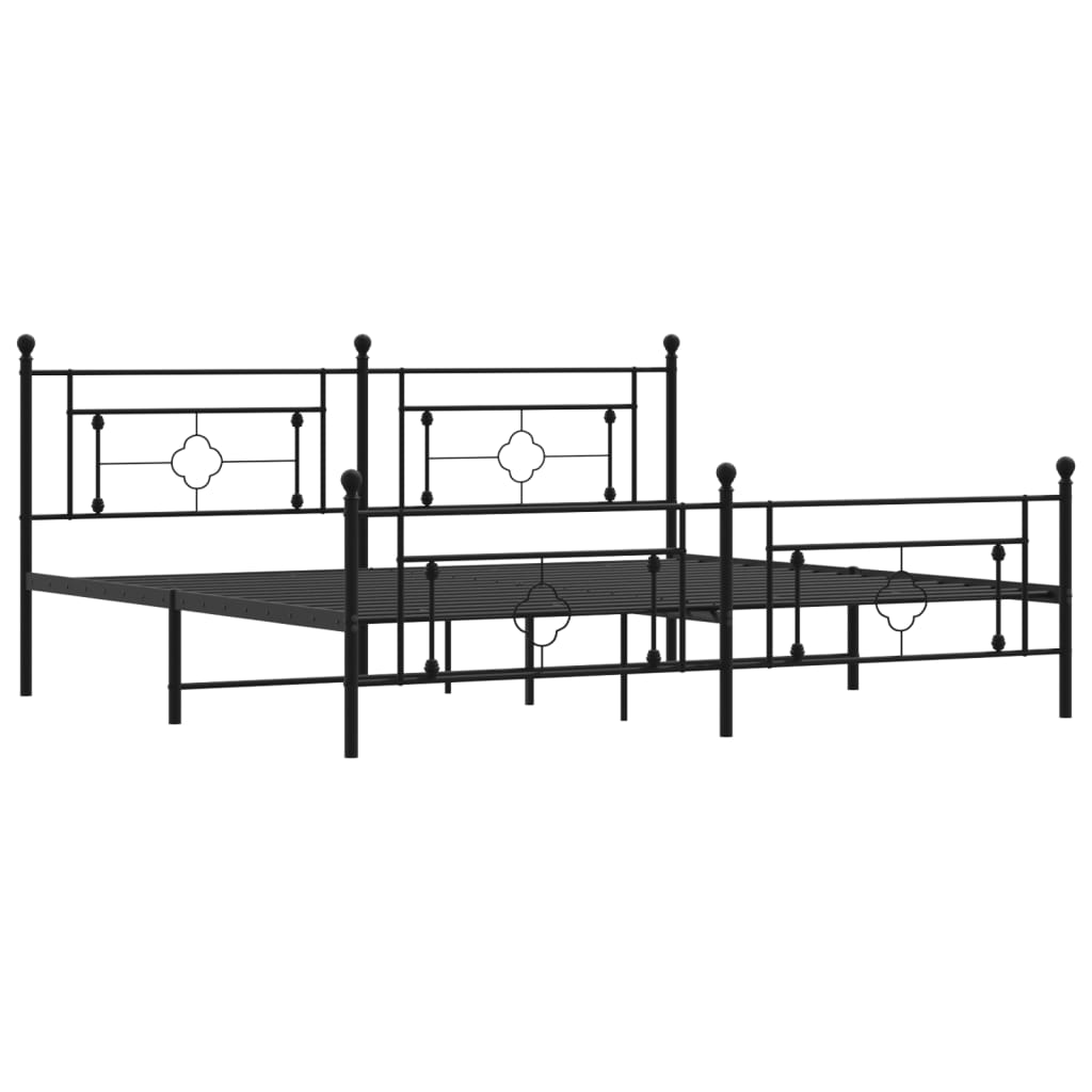 vidaXL Metal Bed Frame without Mattress with Footboard Black 193x203cm